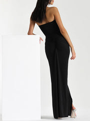 Elisabetta Ruched Halter Long Dress