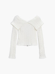 Collared Cable Knit Zippered Cardigan