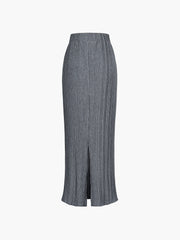 Nice And Clear Rib Slit Midi Skirt