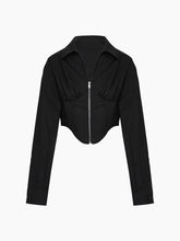 Zippered Polo Corset Crop Top