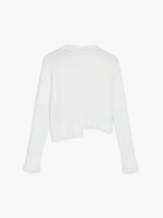 Asymmetric Hem Buttoned Long Sleeve Knit Top