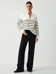 Miss Paris Stripe Zip Up Sweater
