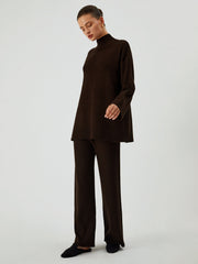 Minimalism Mock Neck Sweater Two Piece Pants Set