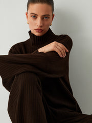 Minimalism Mock Neck Sweater Two Piece Pants Set