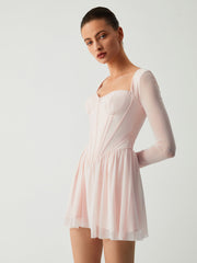 Aphrodite Mesh Bustier Corset Long Sleeve Short Dress
