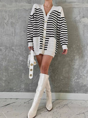 Stripe Oversized Long Cardigan