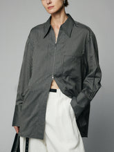 Two Way Zip Pinstripe Shirt