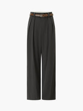 Belted High Waist Wide Leg Dress Pants