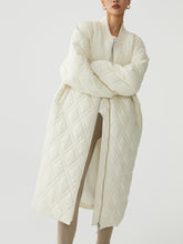 Longline Quilted Puffer Zip Up Coat