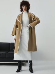 Double Faced Embroidered Trim Trench Coat