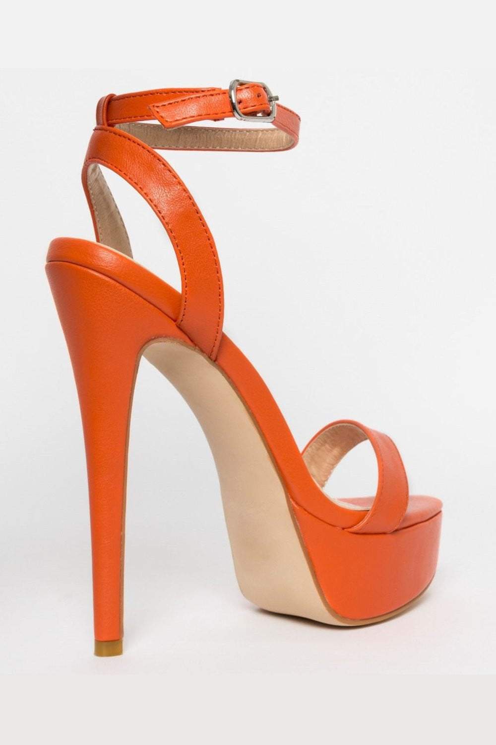 Orange Platform Heeled Sandals