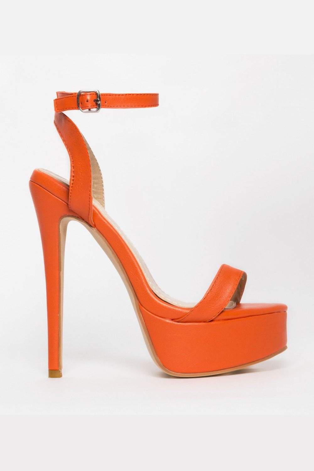 Orange Platform Heeled Sandals