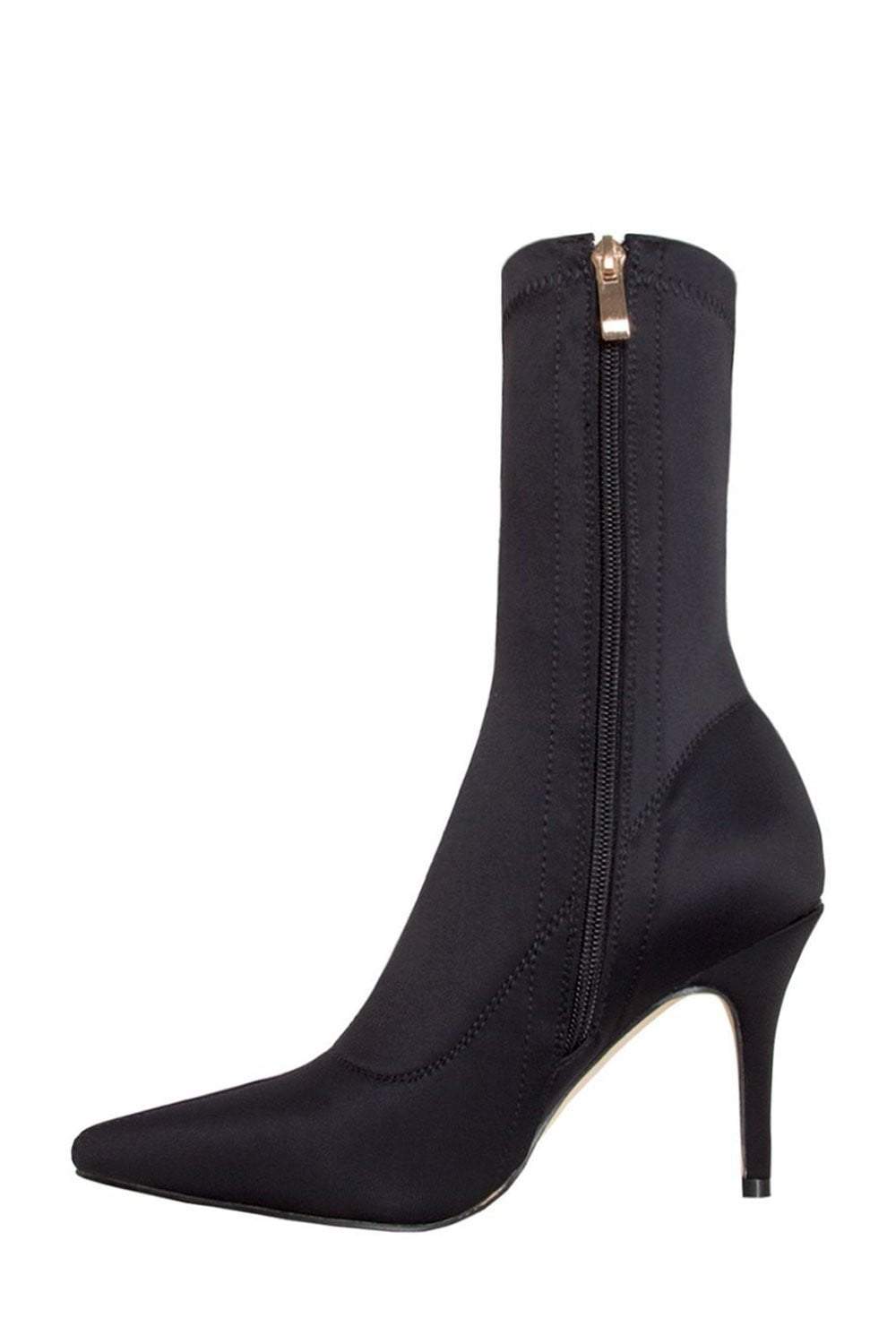 Black Pointed Sock Stiletto Heeled Boots