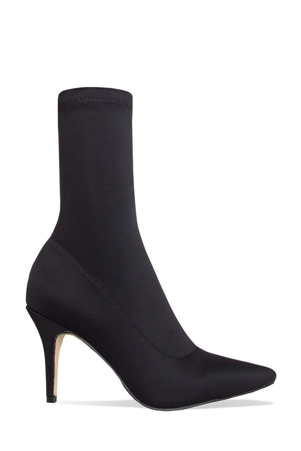 Black Pointed Sock Stiletto Heeled Boots