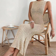 Crochet Eyelet Long Dress