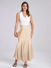 Flowy Slit Satin Maxi Skirt