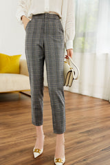 Glen Plaid Straight Leg Pants