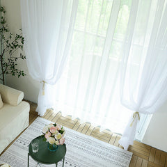 300cm Height Pure Color Curtain Living Room Window Finished Tulle Sheer Voile Curtains For Bedroom  Drapes