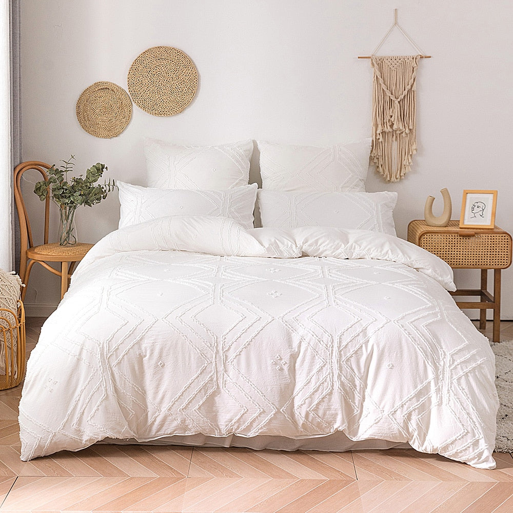 Summer white pinch pleat duvet cover 220x240cm luxury double bed quilt cover bedding set queen king size comforter cover