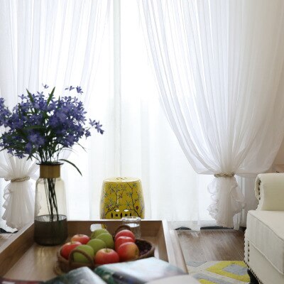 300cm Height Pure Color Curtain Living Room Window Finished Tulle Sheer Voile Curtains For Bedroom  Drapes
