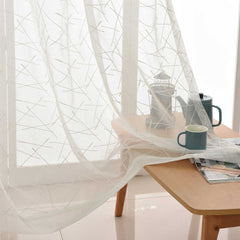 White Embroidery Tulle Window Curtains for Living room Geometry Sheer Curtains for Bedroom Voile Curtain Drapes Blind Finished