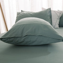Product Solid Color 3/4 Pcs Bedding Set Microfiber Bedclothes Navy Blue Gray Bed Linens Duvet Cover Set Bed Sheet