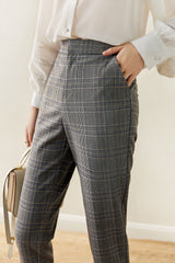 Glen Plaid Straight Leg Pants