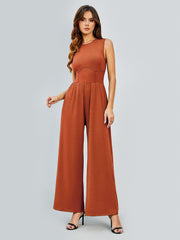 Square Neck Bandage Bodice Wide Leg Jumpsuit