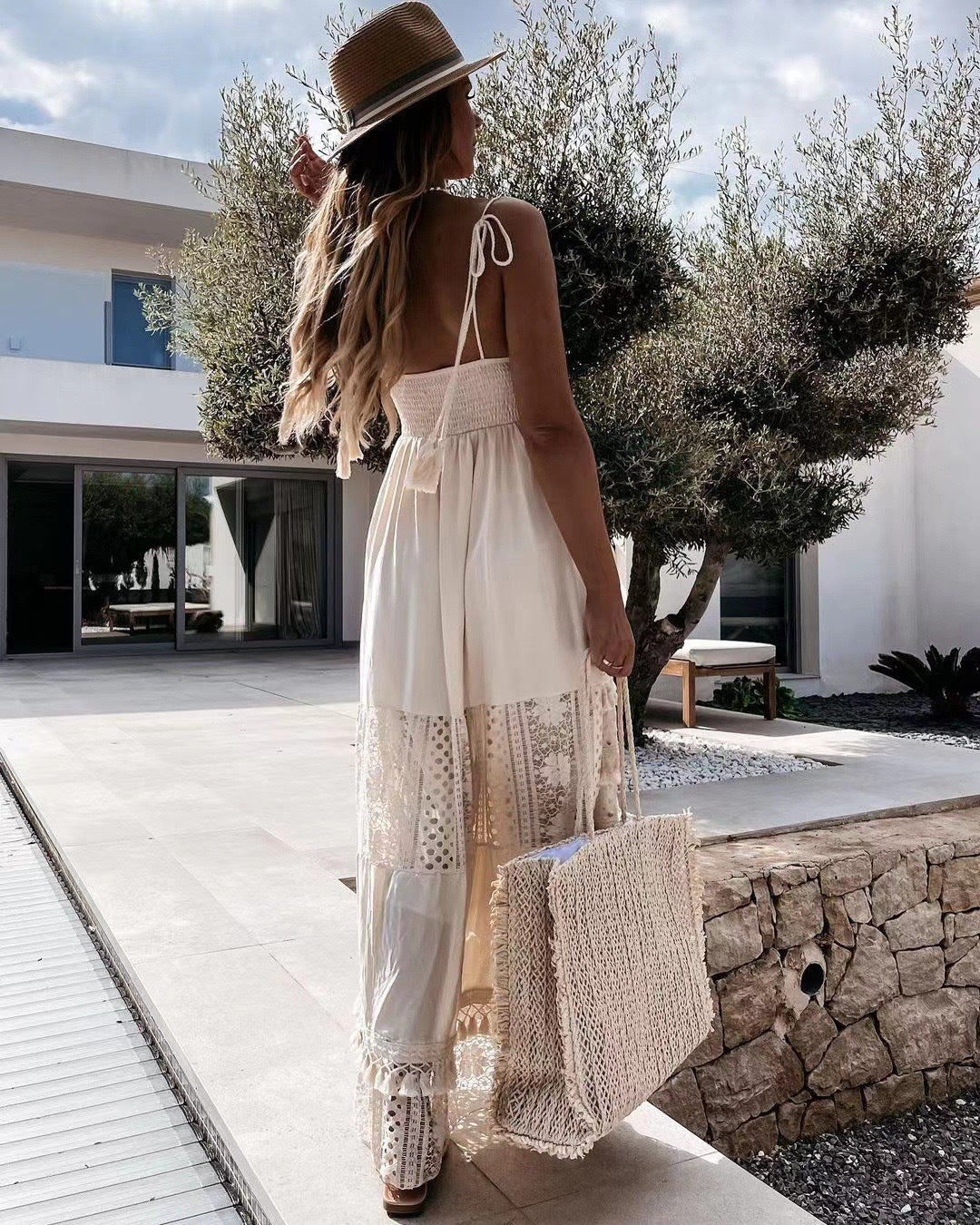 Eyelet Embroidery Cami Maxi Dress