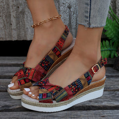 Adelaide® | Printed Open Toe Slingback Wedge espadrilles Sandals