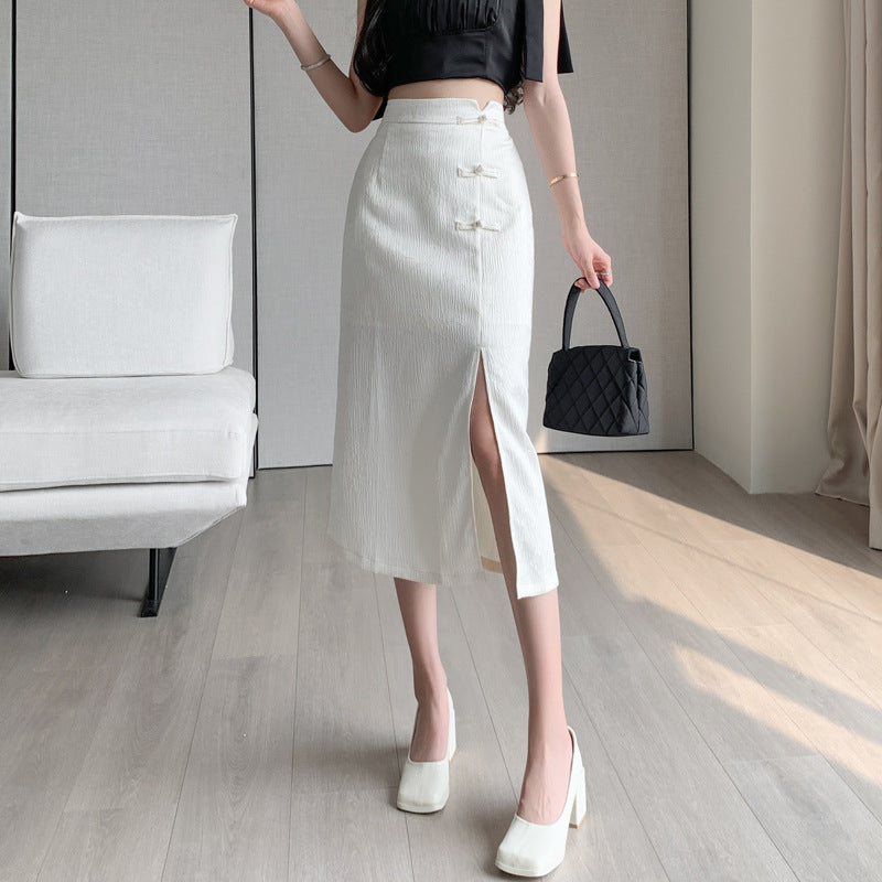 Floral Satin Slit Midi Skirt