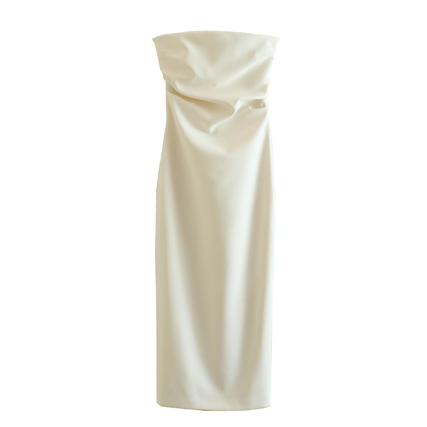 Cowl Back Satin Tube Short Dress