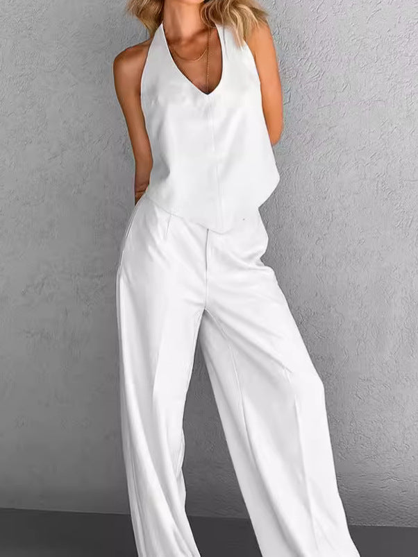 Panarea Open Back Textured Two Piece Pants Set