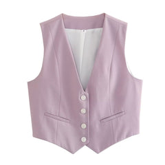 Cherry Blossoms Button Down Linen Cotton Vest