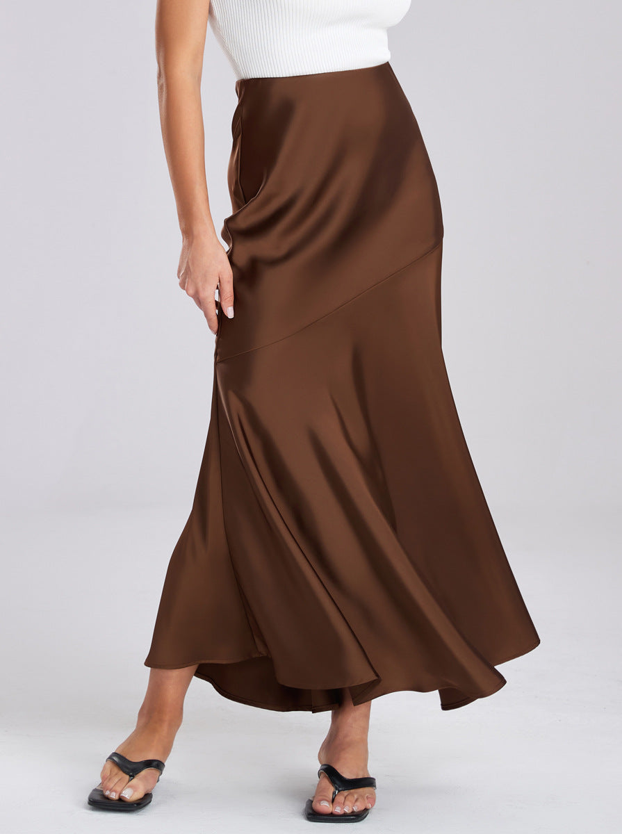 Flowy Slit Satin Maxi Skirt