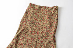 High Waisted Floral Mosaic Midi Skirt