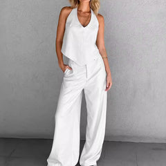 Panarea Open Back Textured Two Piece Pants Set