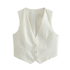 Cherry Blossoms Button Down Linen Cotton Vest