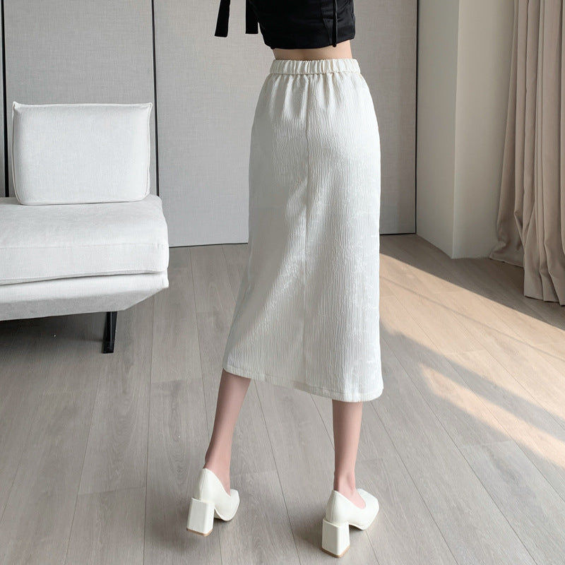 Floral Satin Slit Midi Skirt