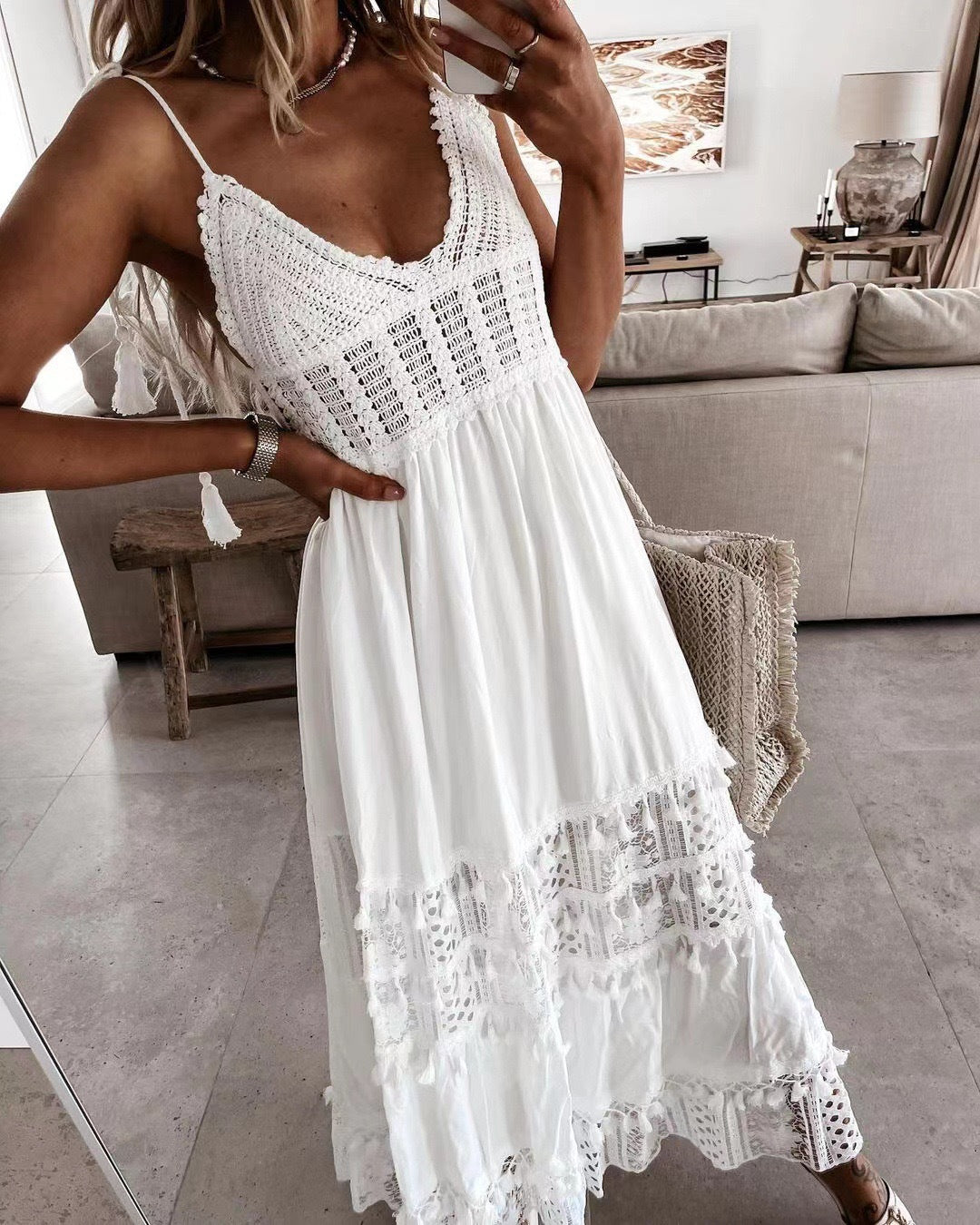 Eyelet Embroidery Cami Maxi Dress