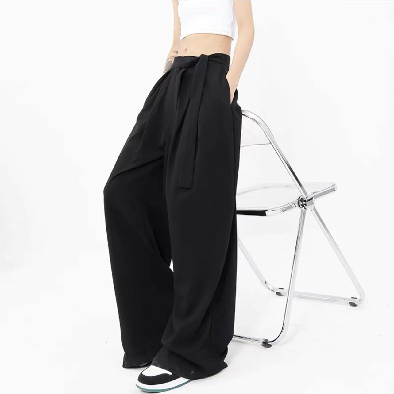 Tied Oversized Wide Leg Pants