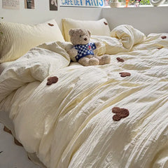 High Quality Beauty Bedding Set Cute Towel Embroidered  Girl Heart Bed Sheet Student Dormitory Bed