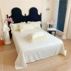 4Pcs Korean Princess Style Flowers Lace Ruffles Bedding Set Queen King Duvet Cover Bed Skirt/Bed Sheet/Fitted Sheet Pillowcase