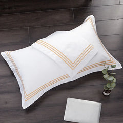 Luxury 100% Egypt Cotton 5 Stars Hotel  Quilt Cover Pure Cotton Satin Strip Bed Line Duvet Cover Gray  Blue Gold