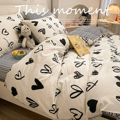 Cherry Cute Bedding Set Flat Sheet Pillowcases No Filler Ins Spring Kids Audlt Single Full Size Home Hotel Bed Linens