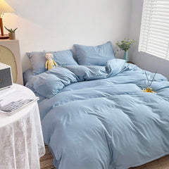 Bedding Set High Quality Fabric Duvet Cover Set Solid Color Bed Cover Set Single Double King Size Quilt Cover Set