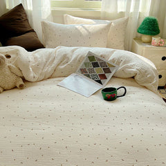 Bed Linen Bed Sheets Set Sweet Dots Duvet Cover Set Quilt Cover Bed Sheet Girls Quilt Sets Queen Size INS Blogger Comforter Sets