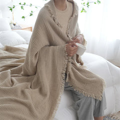 100% Cotton Blanket Yarn Dyed Shawl Tassels Style Plaid Jacquard Blankets Skin-friendly Bed Linen High Quality Gift cobertor