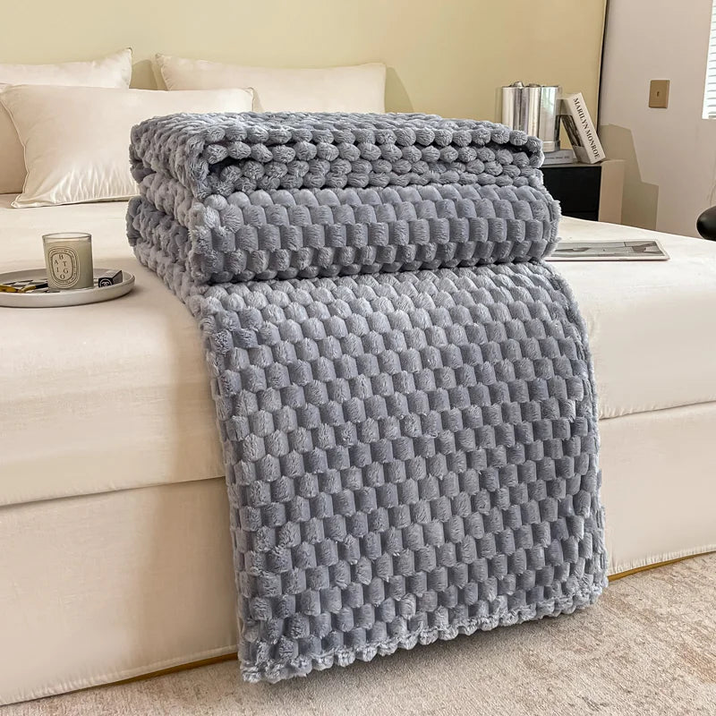 Yellow Plaid Solid Blanket Soft Warm Fluffy Throw Blanket Sofa Cover Milk Velvet Bedspread Bed for Adults Kids Pet Home Textile