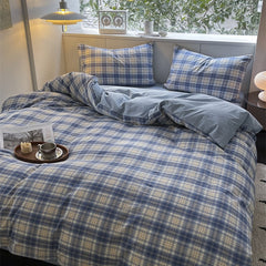 Bedding Set Washed Cotton Linen Duvet Cover Flat Sheet Pillowcase Soft Comfort Home Hotel